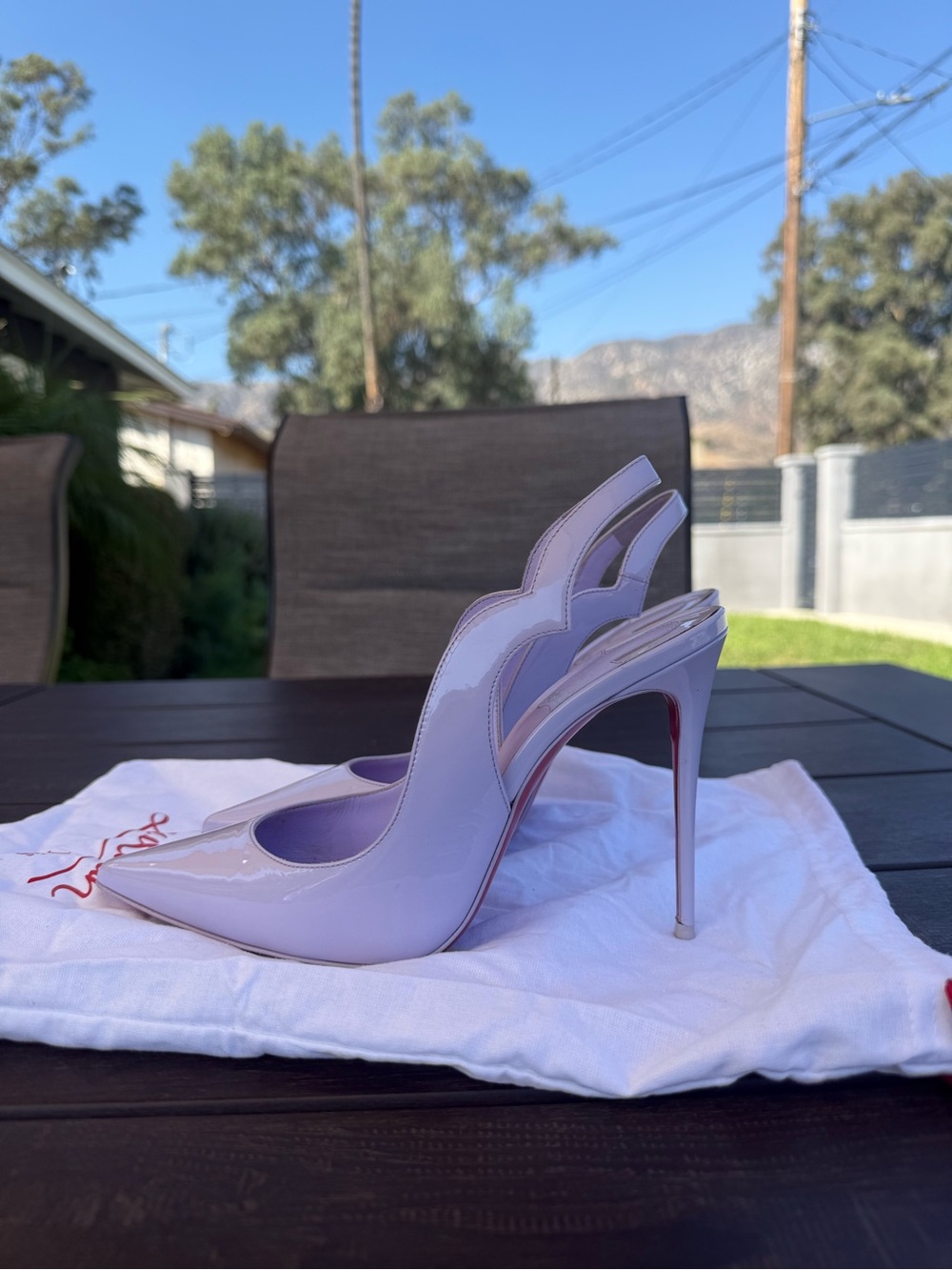 Christian Louboutin Hot Chick Slingback Lilac Patent Leather Heels Size 38.5